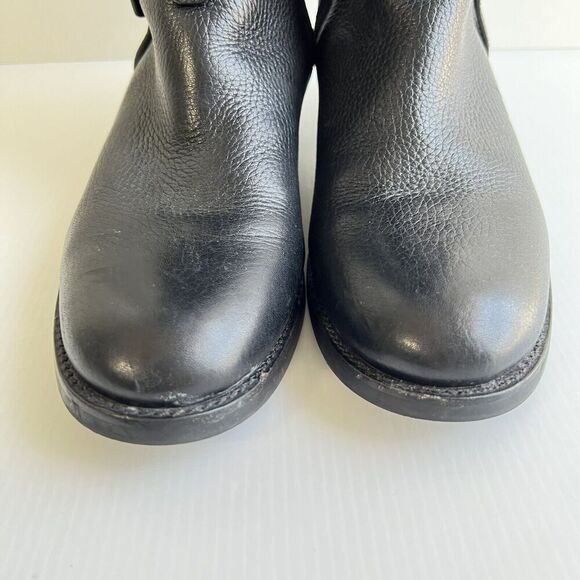 Tory Burch Black Leather Amanda Tall Riding Boots Size 6.5 Big Logo - Picture 5 of 16